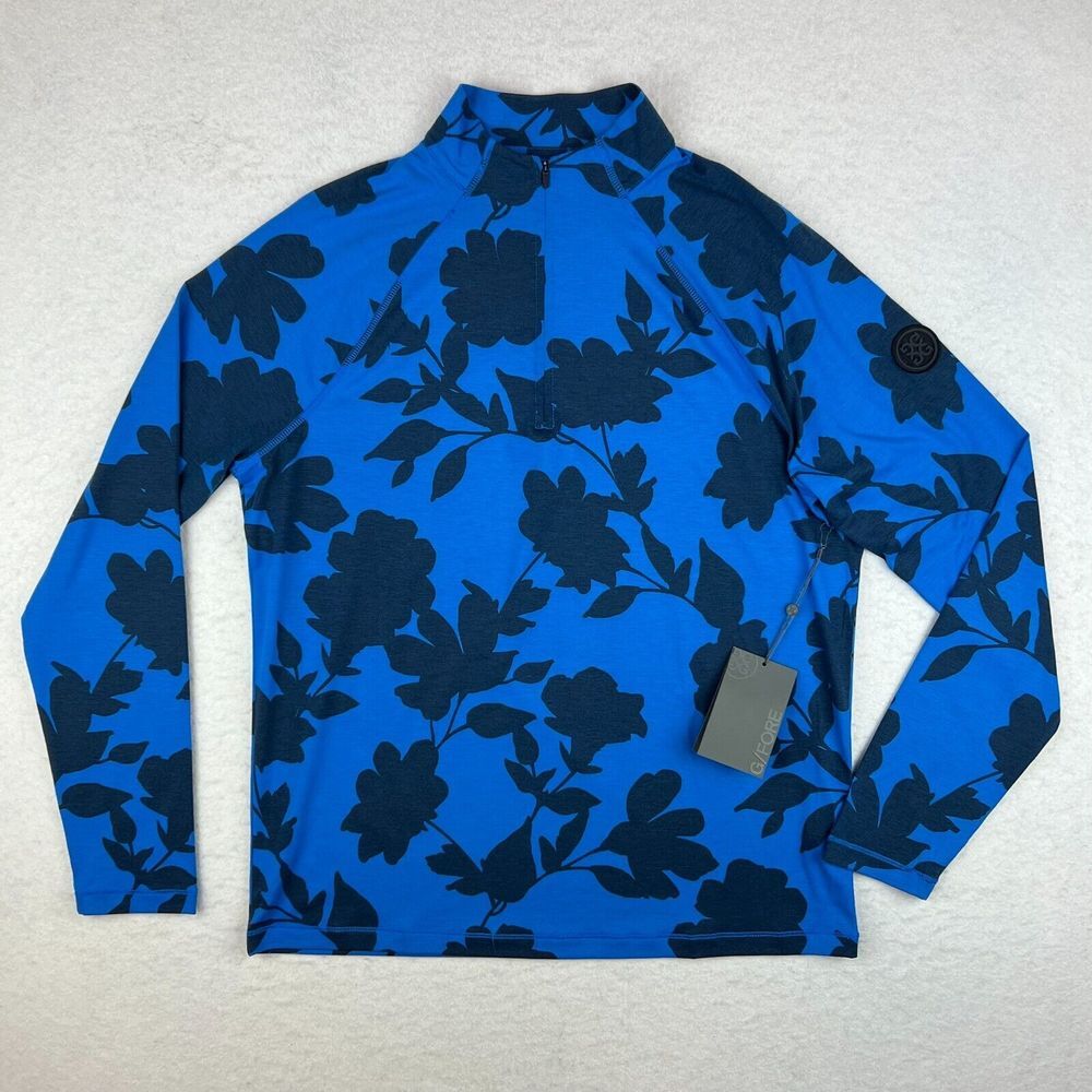 New NWT Mens G/FORE Tonal Floral Luxe Golf‎ Mid Layer Shirt 1/4 Zip Size Small